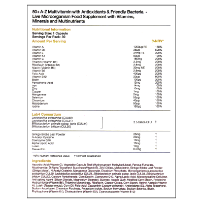 50+ насныханы Антиоксидант, Мультивитамин ба Ашигтай бактери